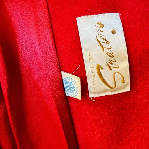 Vtg Styled by Stratton Red Wool Coat Mink Fur Collar 50s 60s Jackie O Union USA - Picture 6 of 16